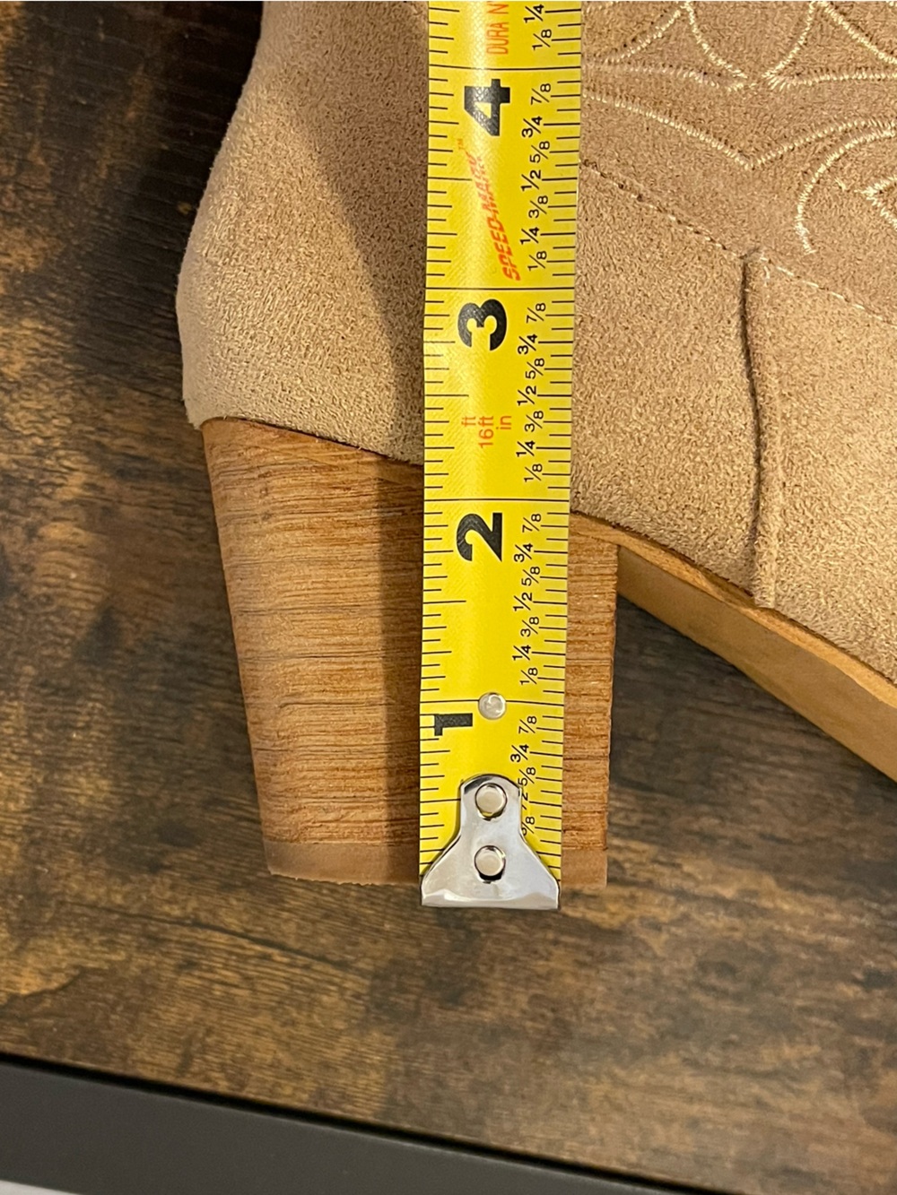 Women's Tan Suede Western Mid-Calf Boots - Picture 6 of 7